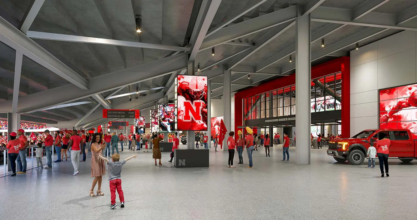 Rendering of fans in the west concourse